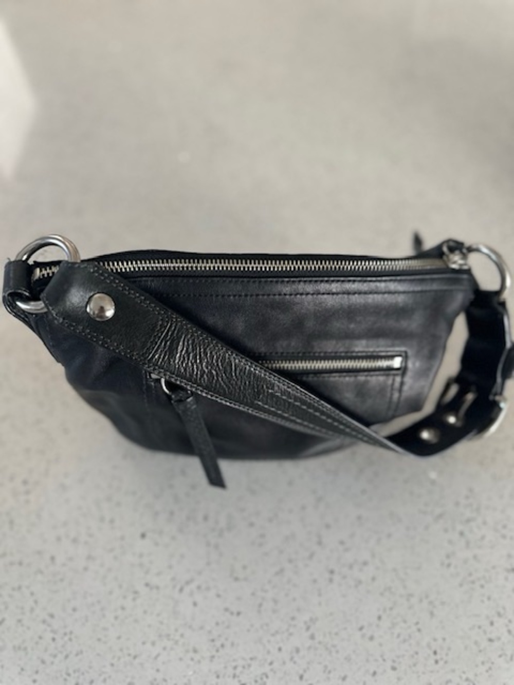 COACH Black Leather Crossbody with Silver Hardware